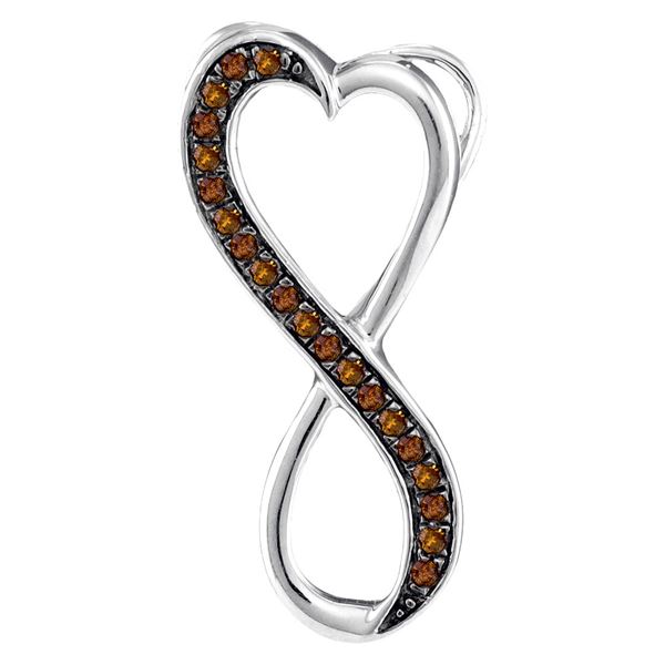 Round Brown Diamond Heart Infinity Pendant 1/10 Cttw 10KT White Gold