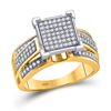 Image 1 : Round Diamond Square Cluster Ring 1/3 Cttw 10KT Yellow Gold
