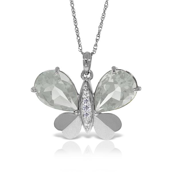 Genuine 11.10 ctw White Topaz & Diamond Necklace 14KT White Gold - REF-130N2R