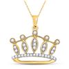Round Diamond Crown Tiara Fashion Pendant 1/6 Cttw 10KT Yellow Gold