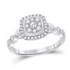 Image 1 : Round Diamond Square Cluster Ring 1/2 Cttw 14KT White Gold