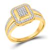 Image 1 : Round Diamond Square Cluster Ring 1/6 Cttw 10KT Yellow Gold