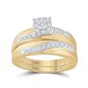 Image 2 : Diamond Cluster Matching Wedding Set 1/3 Cttw 10KT Yellow Gold