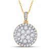 Image 1 : Round Diamond Cluster Pendant 1 Cttw 14KT Yellow Gold