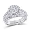 Diamond Bridal Wedding Ring Band Set 1 Cttw 14KT White Gold