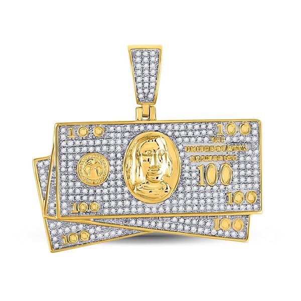 Round Diamond Money Stack Charm Pendant 3/4 Cttw 10KT Yellow Gold