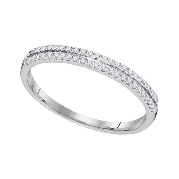 Round Diamond Slender Double Row Band 1/6 Cttw 10KT White Gold