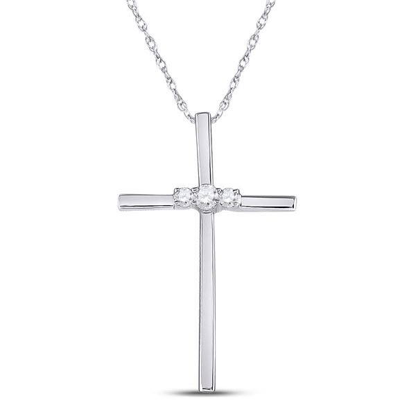 Round Diamond Cross Pendant 1/6 Cttw 10KT White Gold