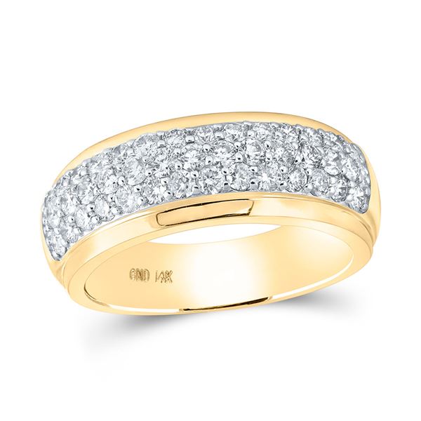 Round Diamond Pave Band Ring 1-1/2 Cttw 14KT Yellow Gold
