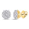 Image 1 : Round Prong-set Diamond Cluster Stud Earrings 1/20 Cttw 10KT Yellow Gold