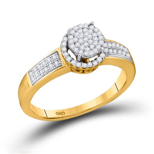 Diamond Cluster Bridal Wedding Engagement Ring 1/4 Cttw 10KT Yellow Gold