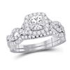 Image 1 : Bridal Wedding Ring Band Set 1 Cttw 14KT White Gold