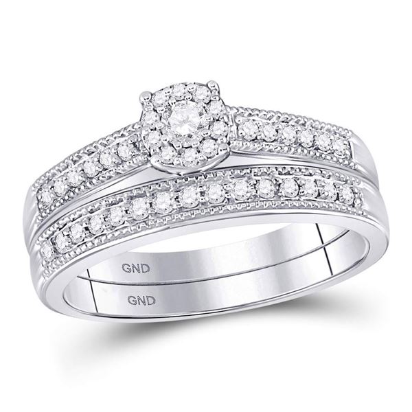 Diamond Bridal Wedding Ring Band Set 1/3 Cttw 10KT White Gold