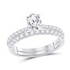 Image 1 : Bridal Wedding Ring Band Set 1-1/5 Cttw 14KT White Gold