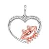 Image 1 : Round Diamond Rose-tone Frog Heart Pendant 1/20 Cttw 10KT Two-tone Gold