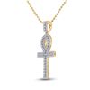 Image 2 : Round Diamond Ankh Cross Charm Pendant 1 Cttw 10KT Yellow Gold