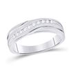 Image 1 : Round Diamond Channel-set Wedding Anniversary Band 1/4 Cttw 10KT White Gold
