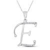 Image 1 : Round Diamond E Initial Letter Pendant 1/12 Cttw 10KT White Gold
