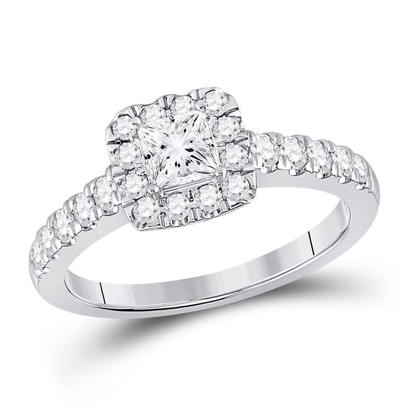 Halo Bridal Wedding Engagement Ring 1 Cttw 14KT White Gold
