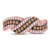 Image 2 : Round Brown Diamond Crossover Band Ring 3/4 Cttw 10KT Rose Gold