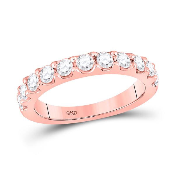 Round Diamond Wedding Single Row Band 7/8 Cttw 14KT Rose Gold