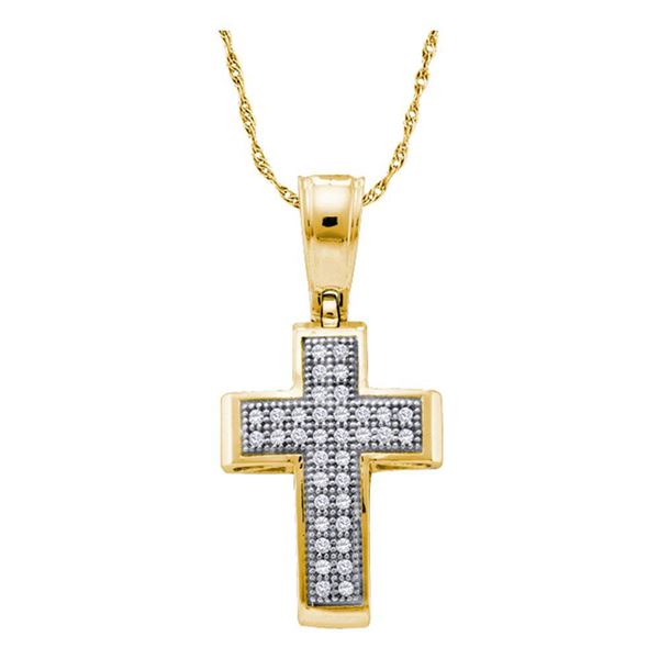 Round Diamond Cross Religious Pendant 1/10 Cttw 10KT Yellow Gold