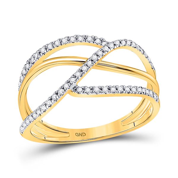 Round Diamond Open Strand Negative Space Band Ring 1/5 Cttw 10KT Yellow Gold