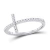 Image 1 : Round Diamond Cross Religious Band Ring 1/5 Cttw 10KT White Gold