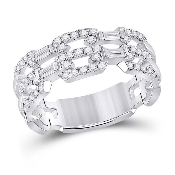 Baguette Diamond Link Band Ring 1/2 Cttw 14KT White Gold
