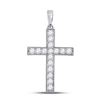 Image 1 : Round Diamond Cross Pendant 1/2 Cttw 10KT White Gold