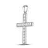 Image 2 : Round Diamond Cross Pendant 1/2 Cttw 10KT White Gold