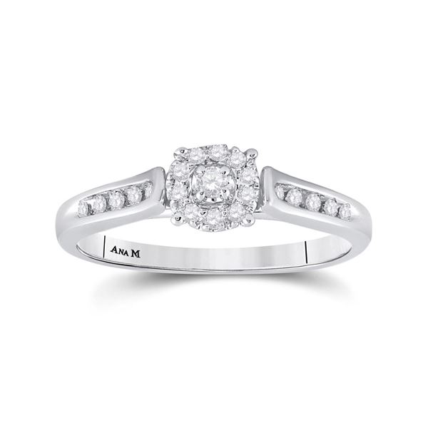 Diamond Solitaire Bridal Wedding Engagement Ring 1/8 Cttw 14KT White Gold