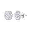 Image 1 : Princess Round Diamond Square Cluster Earrings 1/2 Cttw 14KT White Gold