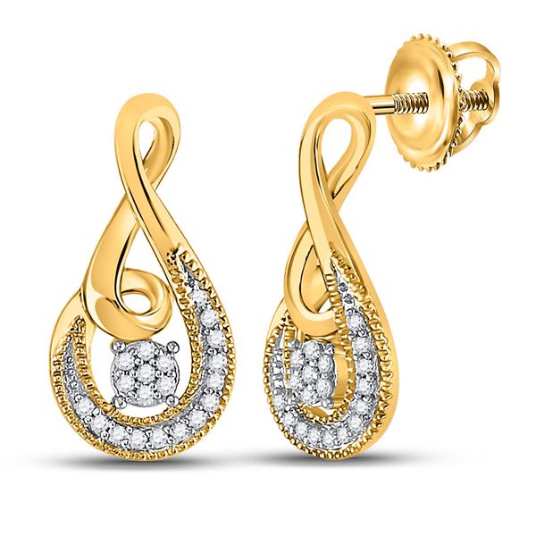 Round Diamond Teardrop Earrings 1/10 Cttw 10KT Yellow Gold