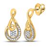 Image 1 : Round Diamond Teardrop Earrings 1/10 Cttw 10KT Yellow Gold