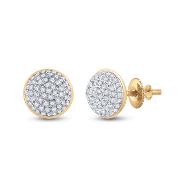 Round Diamond Cluster Earrings 1/5 Cttw 10KT Yellow Gold