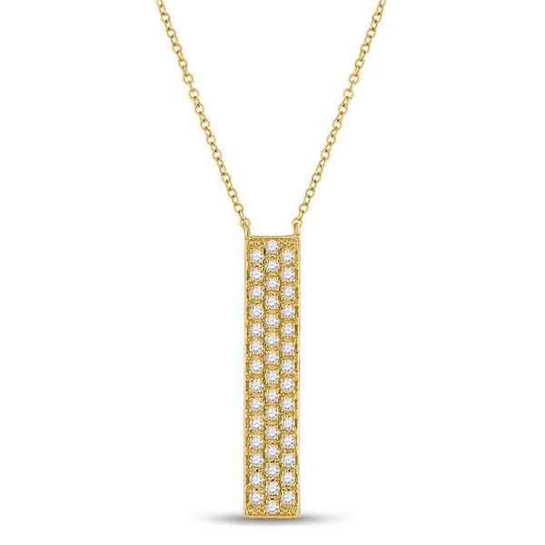 Round Diamond Vertical Bar Necklace 1/4 Cttw 10KT Yellow Gold