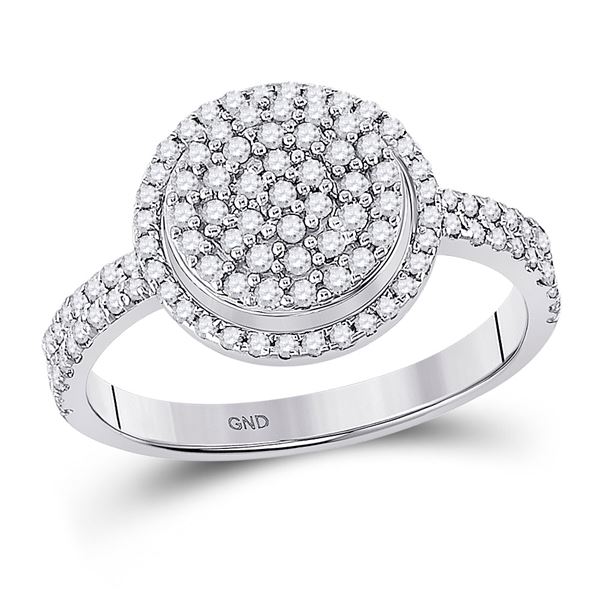 Round Diamond Cluster Ring 1/2 Cttw 10KT White Gold