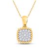 Image 1 : Round Diamond Square Pendant 1/6 Cttw 10KT Yellow Gold