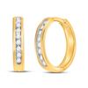Image 1 : Round Diamond Hoop Earrings 1/4 Cttw 10KT Yellow Gold