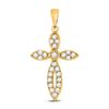 Image 1 : Round Diamond Cross Pendant 1/6 Cttw 10KT Yellow Gold