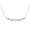 Image 1 : Round Diamond Graduated Curved Bar Necklace 1/2 Cttw 14KT White Gold