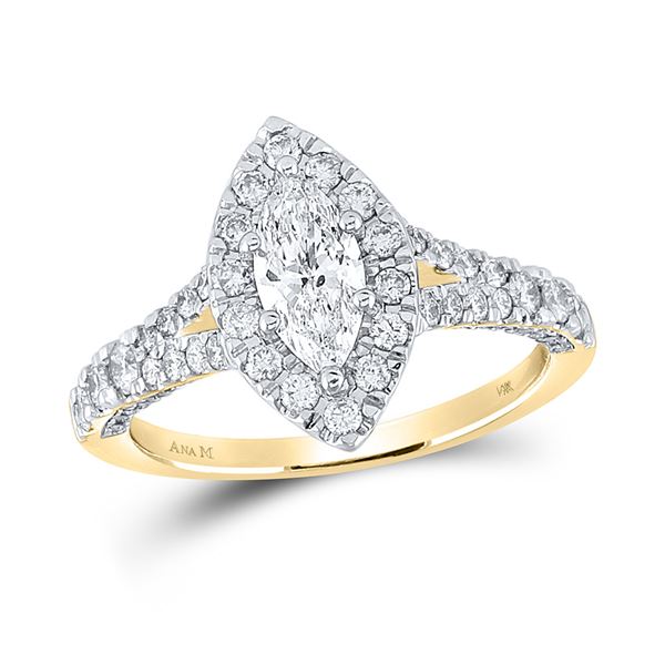 Halo Bridal Wedding Engagement Ring 1-1/4 Cttw 14KT Yellow Gold
