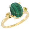 Image 1 : 2.99 CTW Malachite & Yellow Sapphire Ring 10K Yellow Gold - REF-22M4A