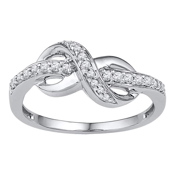 Round Diamond Knot Infinity Ring 1/6 Cttw 10KT White Gold