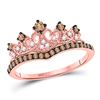 Image 1 : Round Brown Diamond Crown Tiara Ring 1/3 Cttw 10KT Rose Gold
