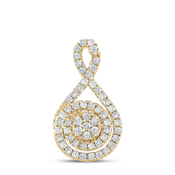 Round Diamond Cluster Pendant 1/4 Cttw 14KT Yellow Gold