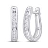 Image 1 : Round Channel-set Diamond Oblong Hoop Earrings 1/4 Cttw 10KT White Gold