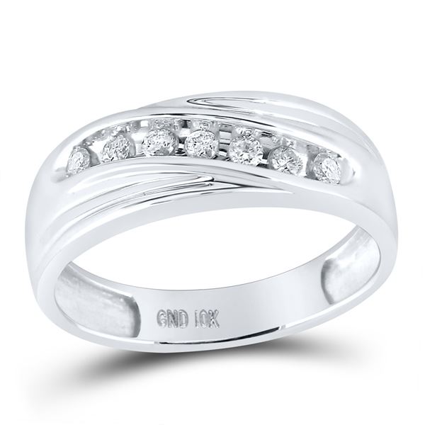 Round Diamond Wedding Single Row Band Ring 1/4 Cttw 10KT White Gold