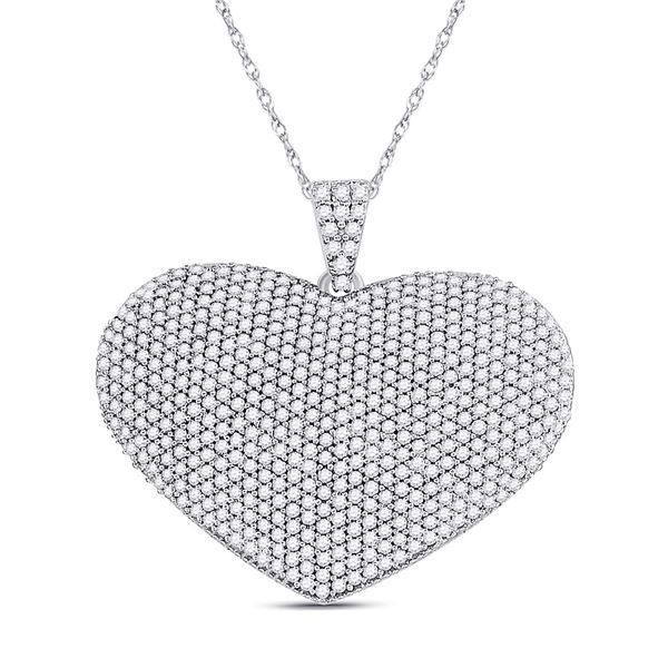 Round Diamond Charmed Heart Pendant 2 Cttw 14KT White Gold